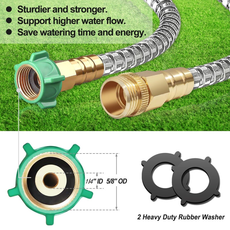 Kuosdaz Metal Garden Hose 100FT  Stainless Steel Heavy Duty Water Hose with Brass Nozzle  Sturdy and Lightweight  No Kink & Tangle  Easy to Use & Store  Suitable for Yard and Lawn - Image 3